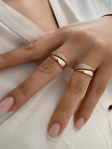 Adjustable Zirconia Ring - 18K gold Plated