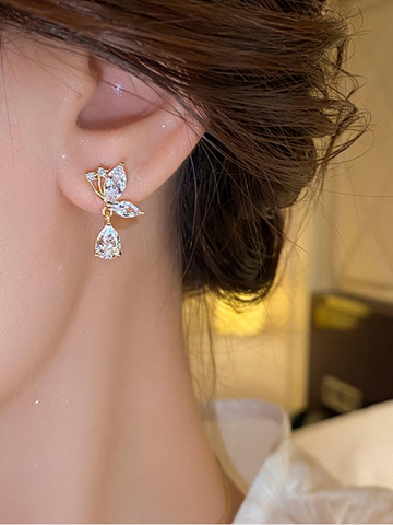 Rhinestone Decor Drop Earrings