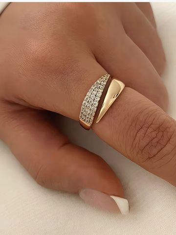 Adjustable Zirconia Ring - 18K gold Plated