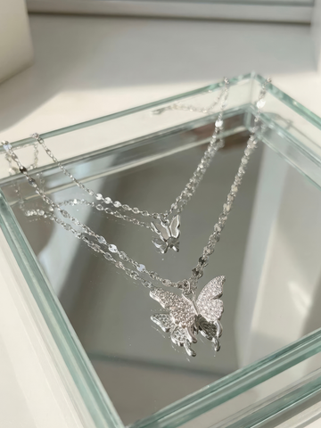 Double-Layer Butterfly Pendants With Shiny Zirconia