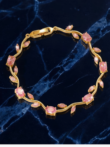 Trendy Tulip Bracelet Pink Zirconia