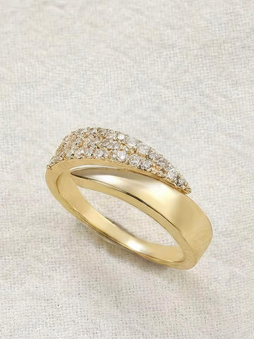 Adjustable Zirconia Ring - 18K gold Plated