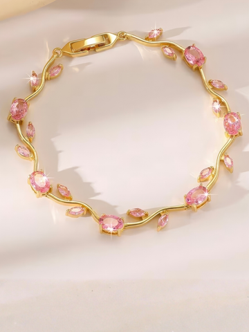 Trendy Tulip Bracelet Pink Zirconia