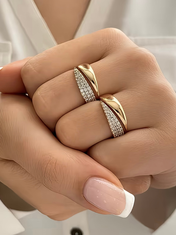 Adjustable Zirconia Ring - 18K gold Plated