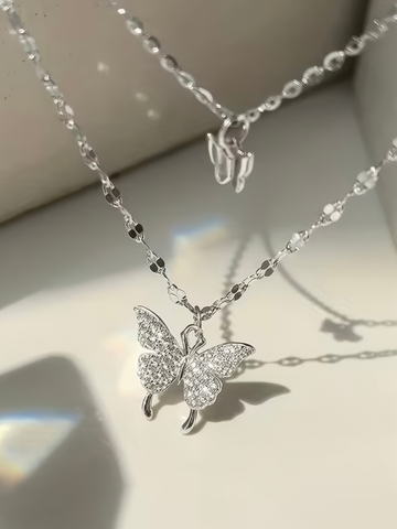Double-Layer Butterfly Pendants With Shiny Zirconia