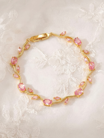 Trendy Tulip Bracelet Pink Zirconia