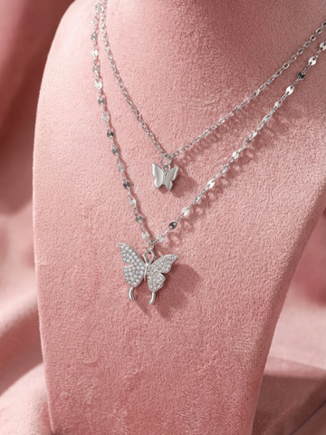 Double-Layer Butterfly Pendants With Shiny Zirconia