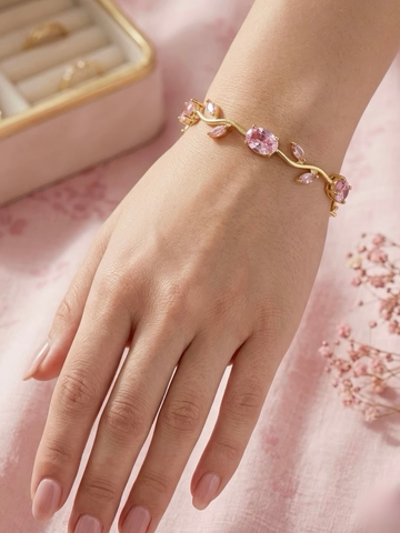 Trendy Tulip Bracelet Pink Zirconia
